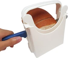 Bread Slicer Guide for Homemade – Lightweight, Foldable, 4 Slice White 