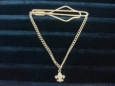 VINTAGE BOY SCOUTS GOLD TONE TIE BAR CHAIN NICE   #263
