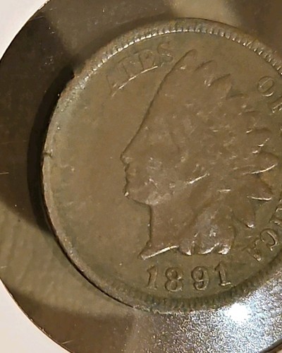1891 Indian Head Cent Struck Through Grease Error - Picture 2 of 4