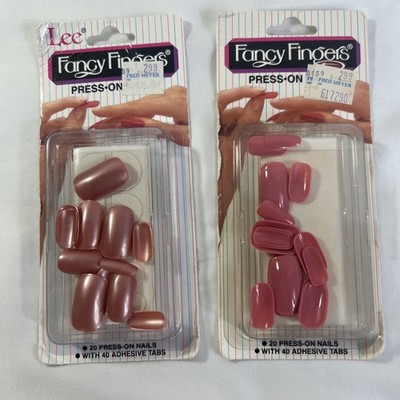 Vinatge Lee Fancy Fingers Press On Nails Rootbeer Float & Antique Mauve New 