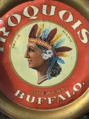 Iroquois Beer Pre-Prohibition Beer Tip Tray Indian Chief Graphic Sign Buffalo NY