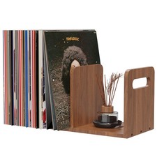 Wooden Vinyl Record Storage Rack Adjustable Divider Holds 80100 LPs Organizer