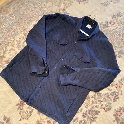 Faherty Navy Blue Epic Quilted CPO Snap Shacket Fleece Shirt - Men's XXL