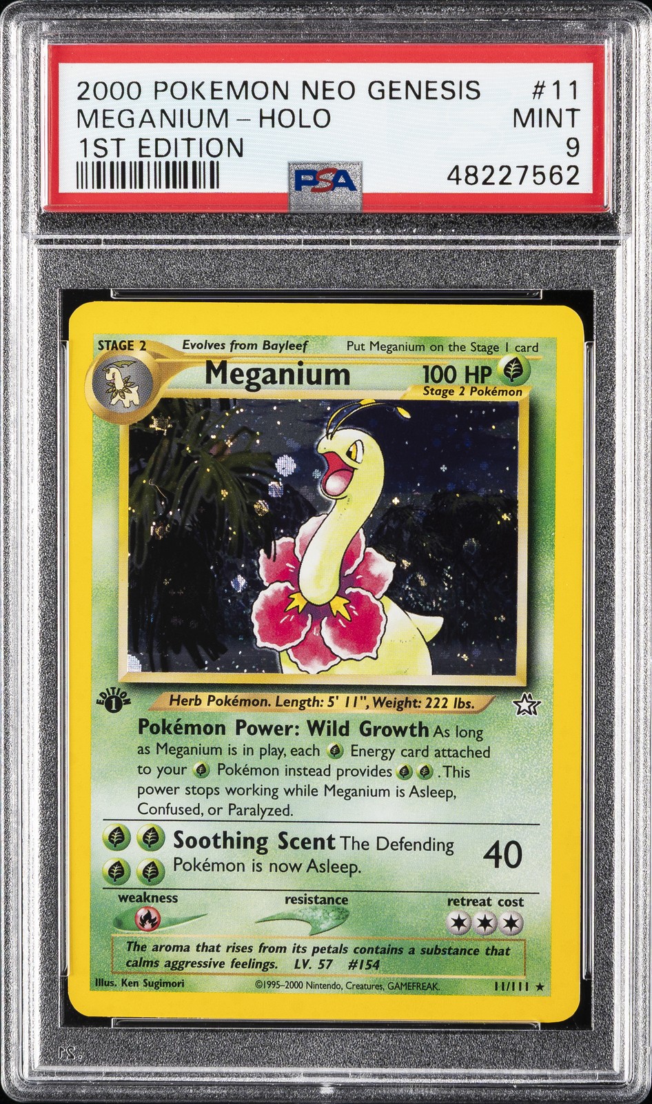 2000 POKEMON NEO GENESIS 1ST EDITION #11 MEGANIUM-HOLO PSA 9