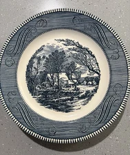 Vintage Currier And Ives The Old Grist Mill Royal China 10.5” Plates Qty 3