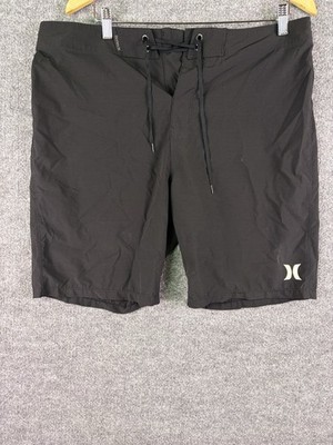 EUC Hurley Phantom Board Shorts 34 Black Solid Polyester Spandex Swim 0012
