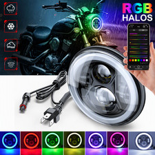 7 Inch Motorcycle Led Headlight Hi-lo Halo For Honda Shadow Spirit 1100 750