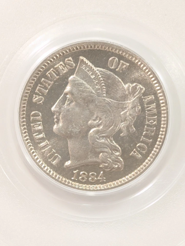 1884 Three Cent Nickel 3CN PCGS PR66 Green CAC Vintage OGH Holder PQ+ - Image 3 of 4