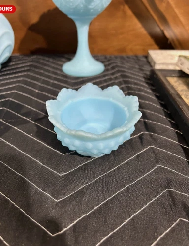 Vintage Fenton Satin Blue Glass Candle Holder