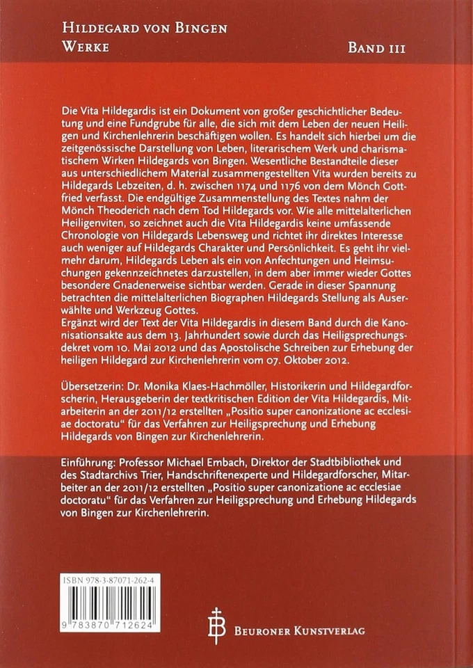Eibingen Abtei Das Leben der heiligen Hildegard von Bingen: Vita sa (Paperback) - image 2 of 2