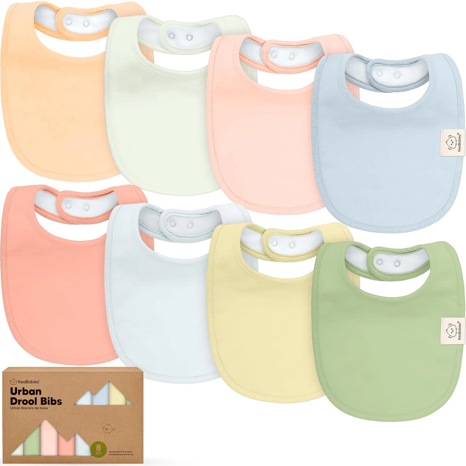 8pc Organic Baby Bibs - Soft Cotton Drooling & Teething Bibs for Baby Girl & Boy