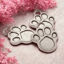20-Pack Adorable Silver Paw Metal Charms, Pet Pendants, Big Savings