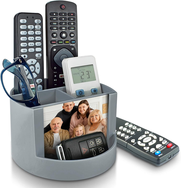Acrimet Stiftehalter Mit Fotohalter, Schreibtisch Organizer, Silber-image