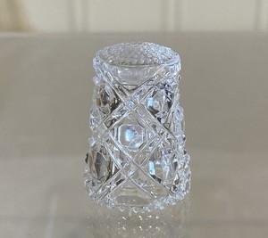 Vintage Clear Glass Thimble Diamond Lattice Pattern Sewing Collectible