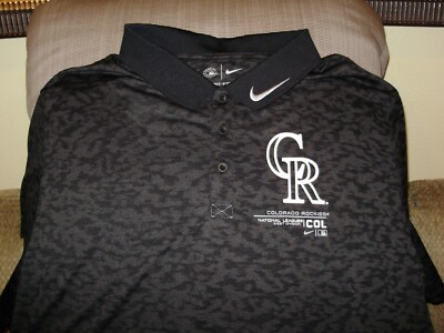 MLB Colorado Rockies Nike Dri-Fit Next Level Black Polo Golf Shirt Men's Large