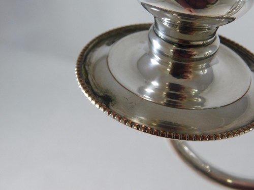 Vtg 3 Arm Convertible Candle Holder Candelabra Silver on Copper England 10 1/4"H - Picture 8 of 14
