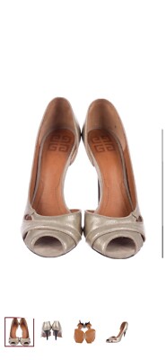 Givenchy Metallic Embossed Leather Semi D Orsay Pump Sz 38