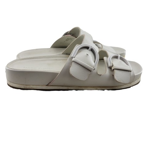 Marc Fisher Women's Kristane White Slip On Sandals Size 8 Buckles  Adjustable | eBay