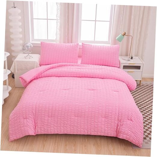 Pink Comforter Sets Queen Size, Pink Bedding Sets,Bed in a Queen(5-pieces) Ppf