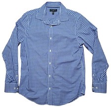 Banana Republic Shirt Non-Iron Slim Fit Size Medium 15 - 15.5 Blue  Pink Check