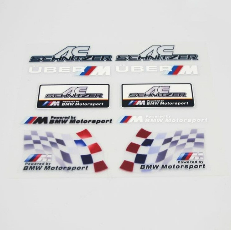 Lot De 2 Badges Aile BMW M Power Motorsport - Logo Monogramme Noir 4.5 X 1.2 Cm - Neuf