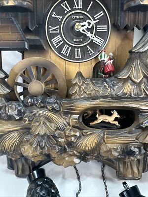 Citizen Wood Cuckoo WORKING Clock 4MJ659 Rhythm Sound & Motion