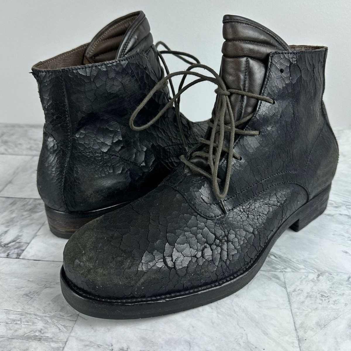 New Area Forte distressed crackle combat handcrafted boots sz 42 Italy New Area Forte distressed crackle combat handcrafted boots  main image 4