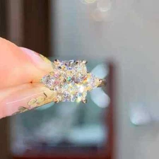  14k Yellow Gold Lab Created Cushion Wedding Diamond Ring 3.30 Ct