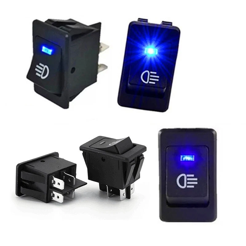Interruptor de palanca basculante de luz antiniebla interior de automóvil 5 piezas accesorios LED azules para tablero de instrumentos Foto 4 de 4
