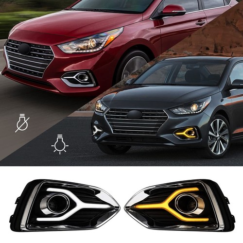 For Hyundai Accent 2018-2022 LED Daytime Running Light DRLwith Turn Signal - Afbeelding 1 van 8