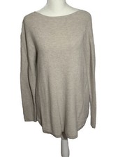 Womens Talbots Sz L Tan Long Sleeve Tunic Sweater Cotton Blend Soft Stretch