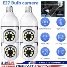4X 360° 1080P IP E27 Light Bulb Camera WiFi IR Night SmartHome Wireless Security