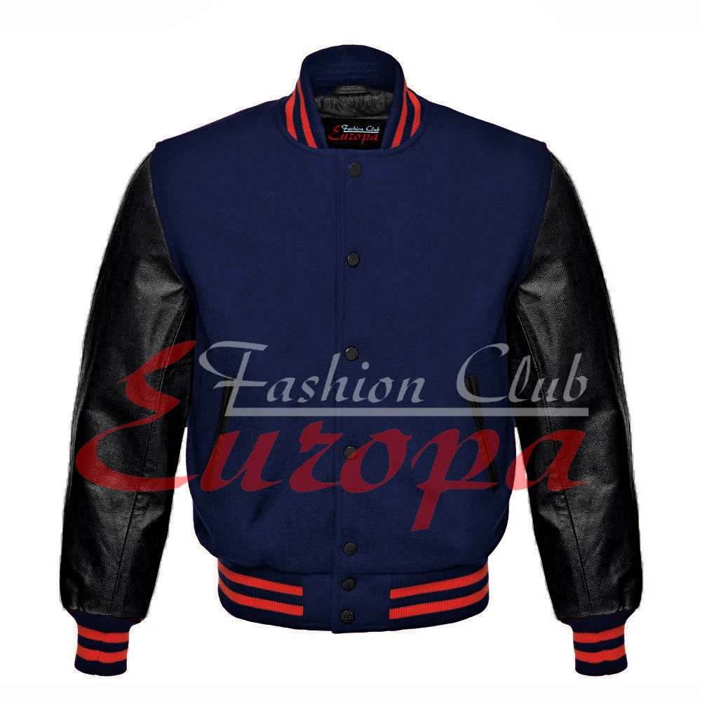 New American Beautiful Varsity College jacket with Black Real Leather Sleeves