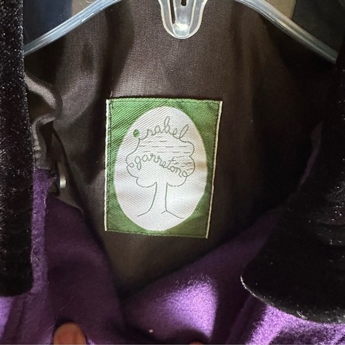 100% Wool Girl’s Size 10 Purple Double-Breasted Coat with Black Velveteen Trim - Picture 7 of 9
