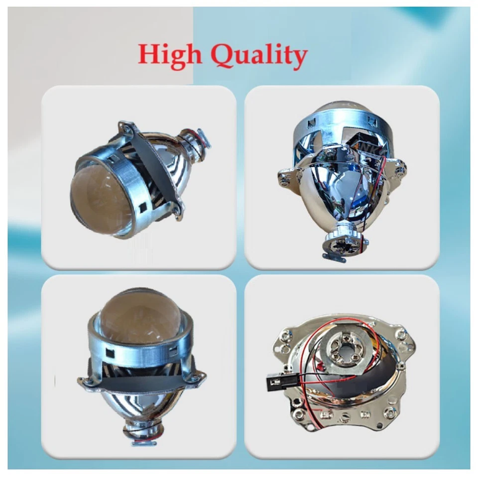 3.0" BI Xenon HID Projector Lens with Square DTM Halo Ring Silver Chrome Housing - Image 2 of 4