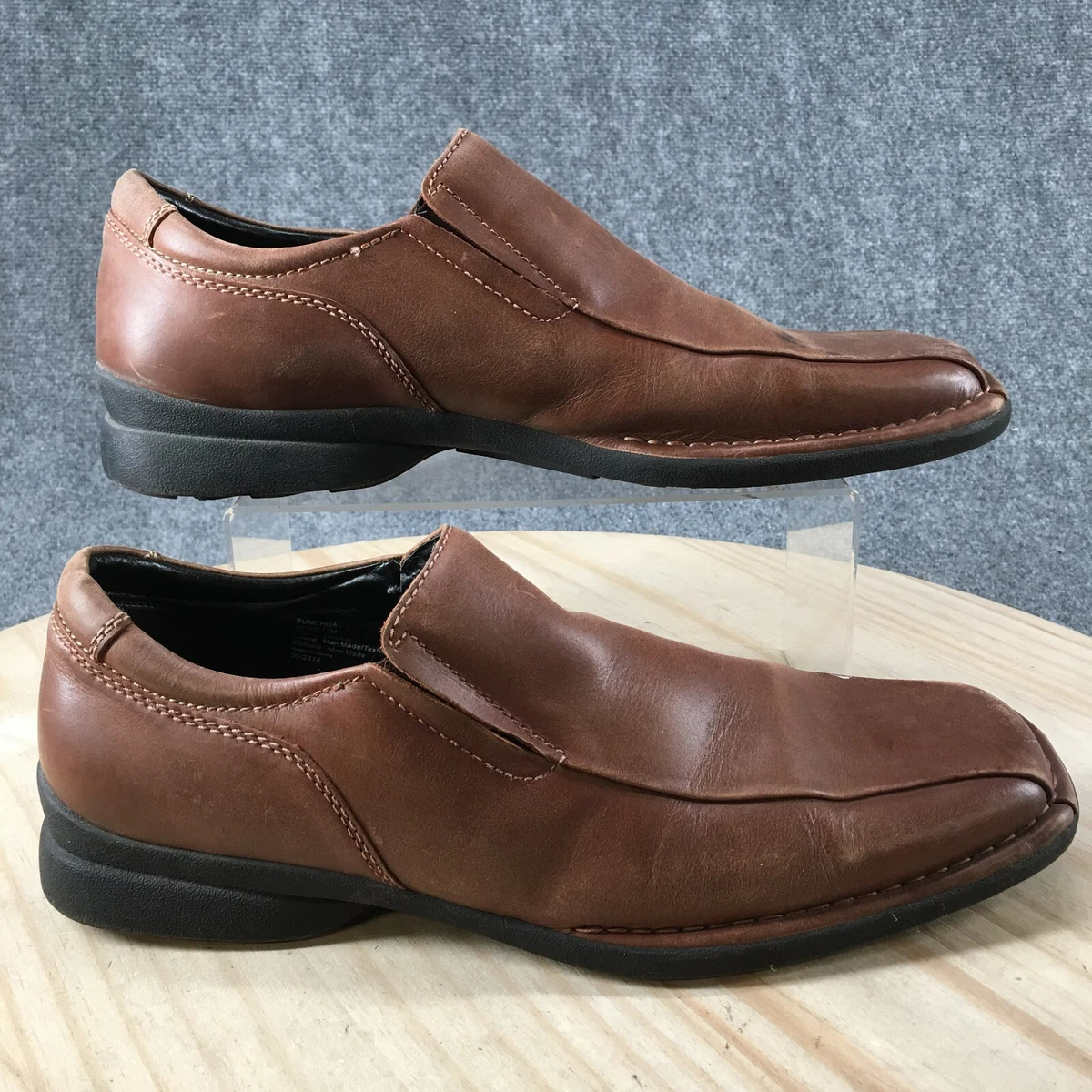 Kenneth Cole Reaction Shoes Mens 12 M Punchual Loafers Brown Leather Casual