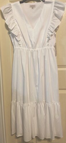 Nanette Nanette Lepore Ruffle Sleeve Midi Dress Womens 14 NWT White 4000269473