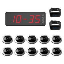 SINGCALL Wireless Calling Pager Systems 1 Screen Receiver, 2 Watches,10 Pagers