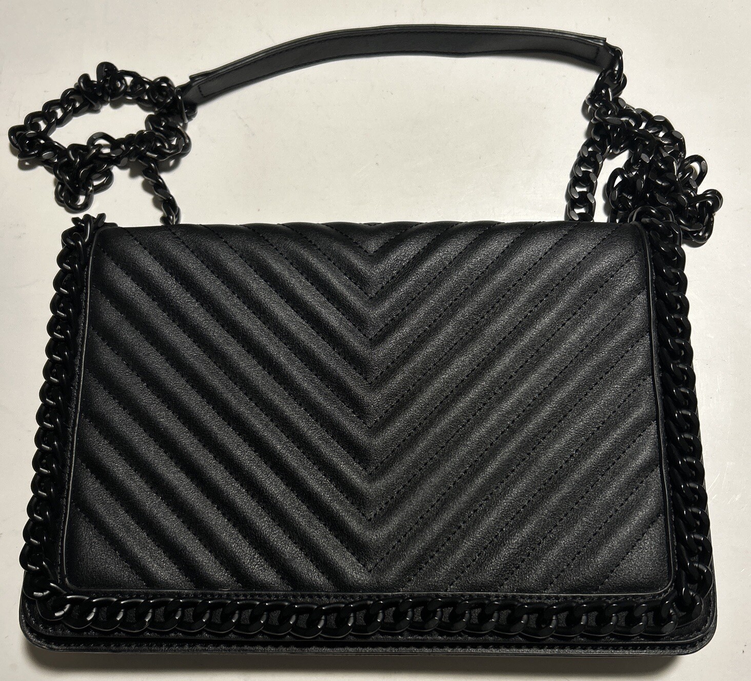 ALDO Black Greenwald Crossbody Quilted Bag Purse With Chain Strap Flap
