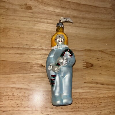 The Taron Collection Candy Cane Blonde Girl Blown Glass Ornament Made In Poland