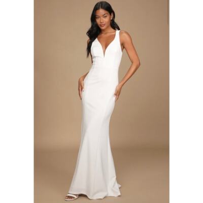 milly geo cut out mermaid dress Johnathan Kayne 2835 Long Prom Dress Ruffle Mermaid Corset V Neck Formal Pageant Gown 6 / White