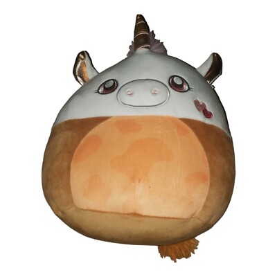 Squishmallow 10  Plush Brown White Unicorn HEARTS & MANE RARE Hard To Find 