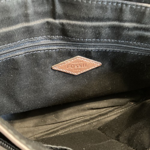Fossil long live vintage Black/brown Leather Purse Adjustable Crossbody Strap - Picture 6 of 9