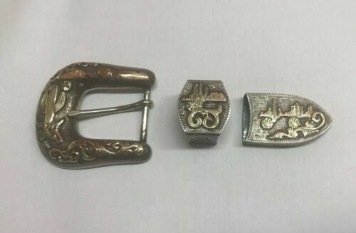 Vintage Carlos Falchi 024 Leather Belt Brown Gold Western  display picture 3
