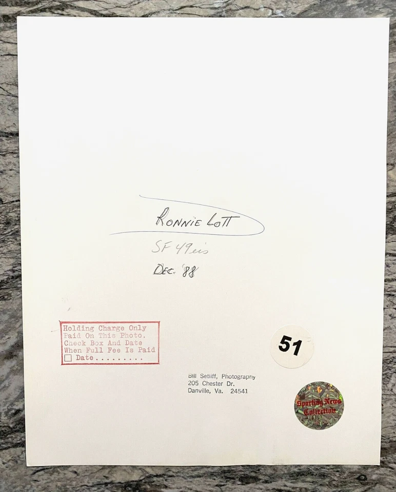 Ronnie Lott 1988 "Ronnie Lott's Pre-Game Solitude" Tipo 1 Foto Original Foto 2 de 2