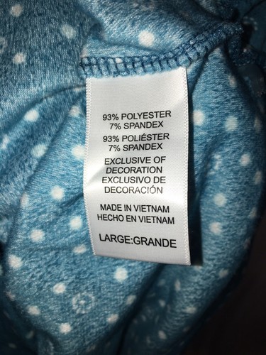 Nautica Fleece Teal White Polka Dots Sleep Set Sz Lrg NightWear Bedtime Y2K GenX - Picture 7 of 11