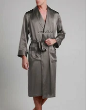 SILKPEACE 2nd+ Ship FREE Mens Satin Robe Pajama Gown Kimono Loungewear Bath Robe