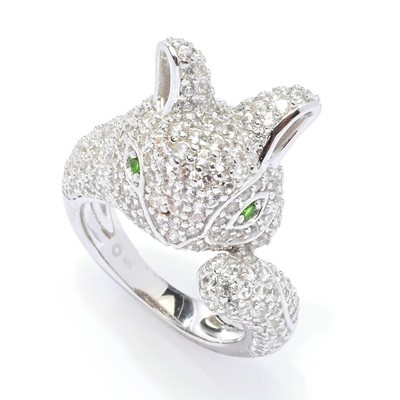 Platinierter Ring Edelsteinauswahl Pave Hase Kaninchen