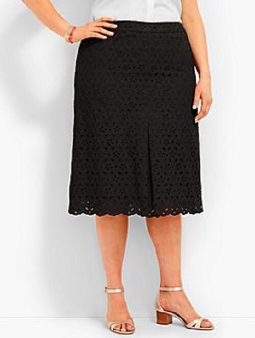 NEW $119 TALBOTS Black Flowers Vines Eyelet A-Line Skirt Sz 16P