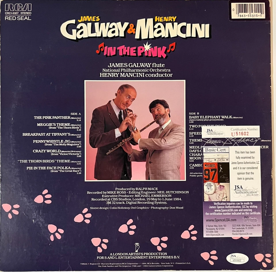 James Galway Henry Mancini In the Pink Auto Signed Vinyl Record Pink Panther! - Image 2 of 4